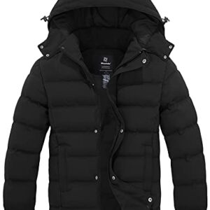 Wantdo Men's Hooded Winter Coat Warm Puffer Jacket Thicken Cotton Coat with Removable Hood